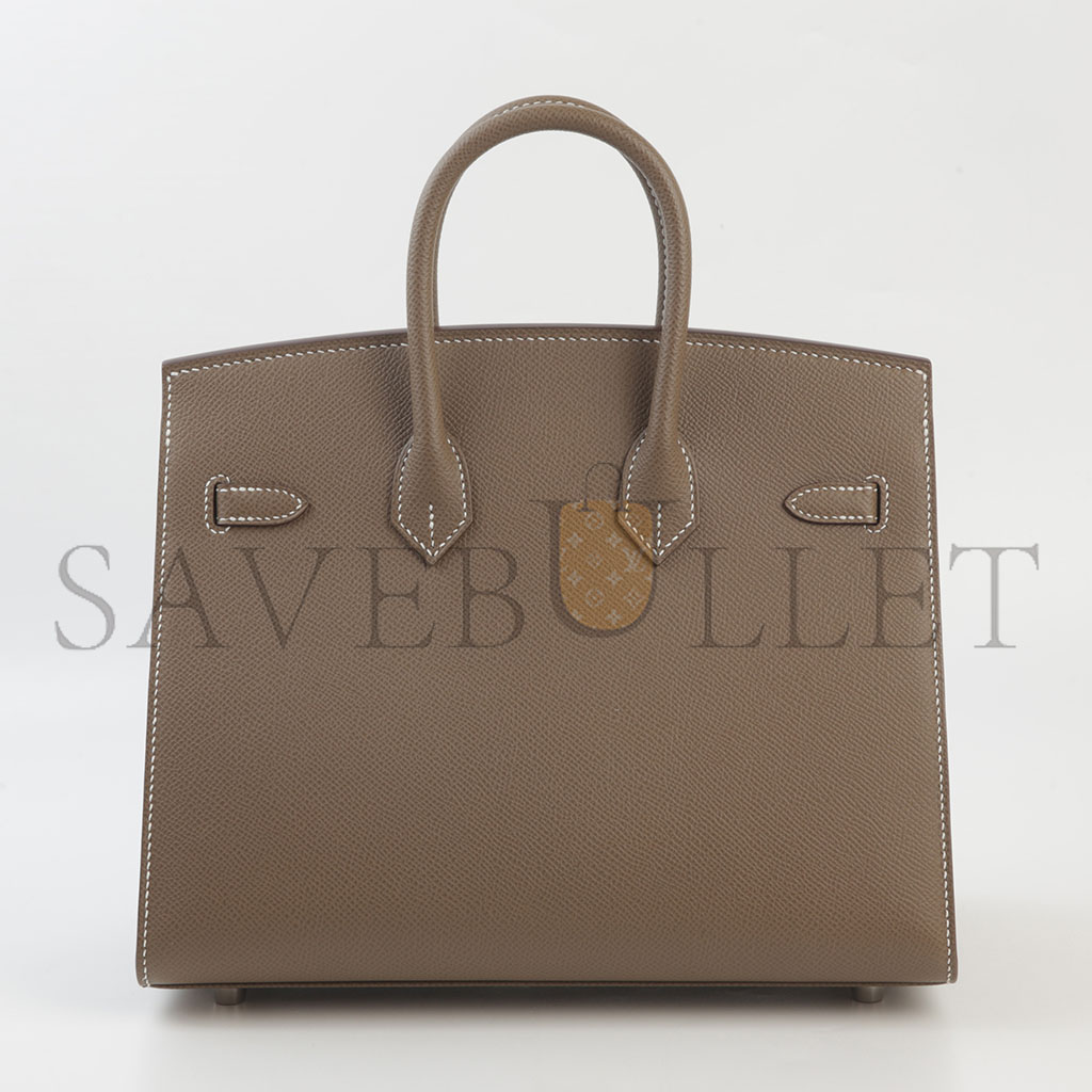 HERMES BIRKIN 30 EPSOM LEATHER ELEPHANT GREY SILVER BUCKLE HANDBAG H028369CK18 (30*23*15cm)